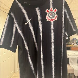 Nike Black and Red Corinthians Emblem Jersey